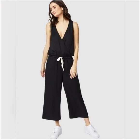 tentree Black Lightweight Tencel V-neck Surpliced / Wrap Blakely Jumpsuit S - Picture 1 of 14
